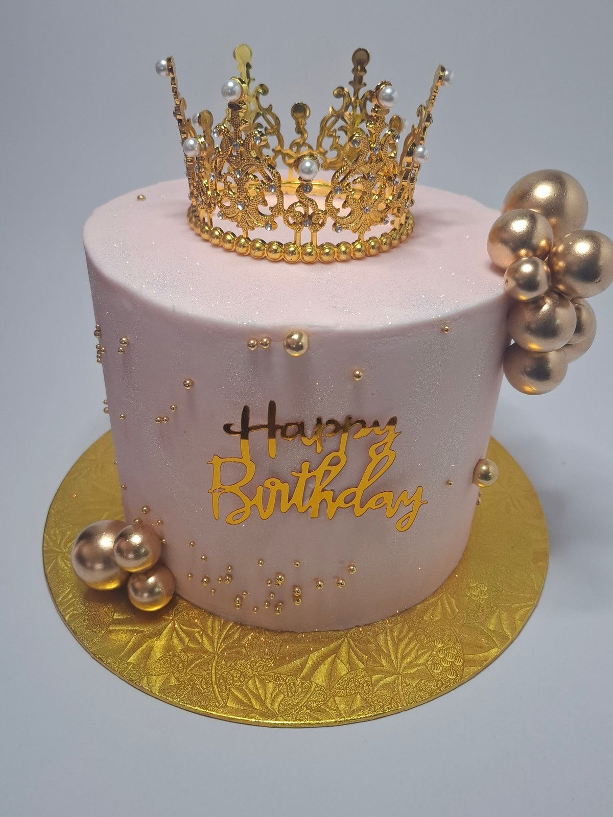 Pink Glitter Crown Cake