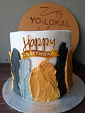Black, White & Gold Brushstroke Birthday Cake